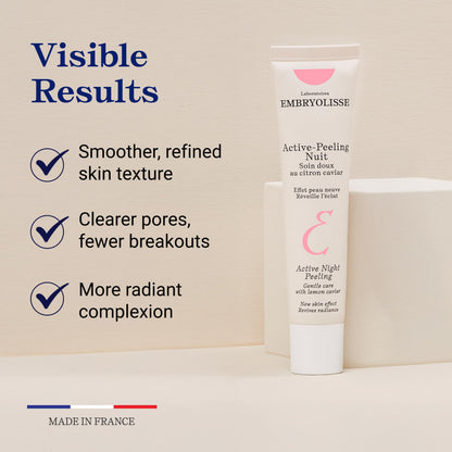 Embryolisse Active Night Peeling Treatment. Ultra Gentle Night Exfoliating Cream with Shea Butter for Radiant Skin. Leaves the Face Softer, Rejuvenated & More Radiant. 1.35 Fl Oz