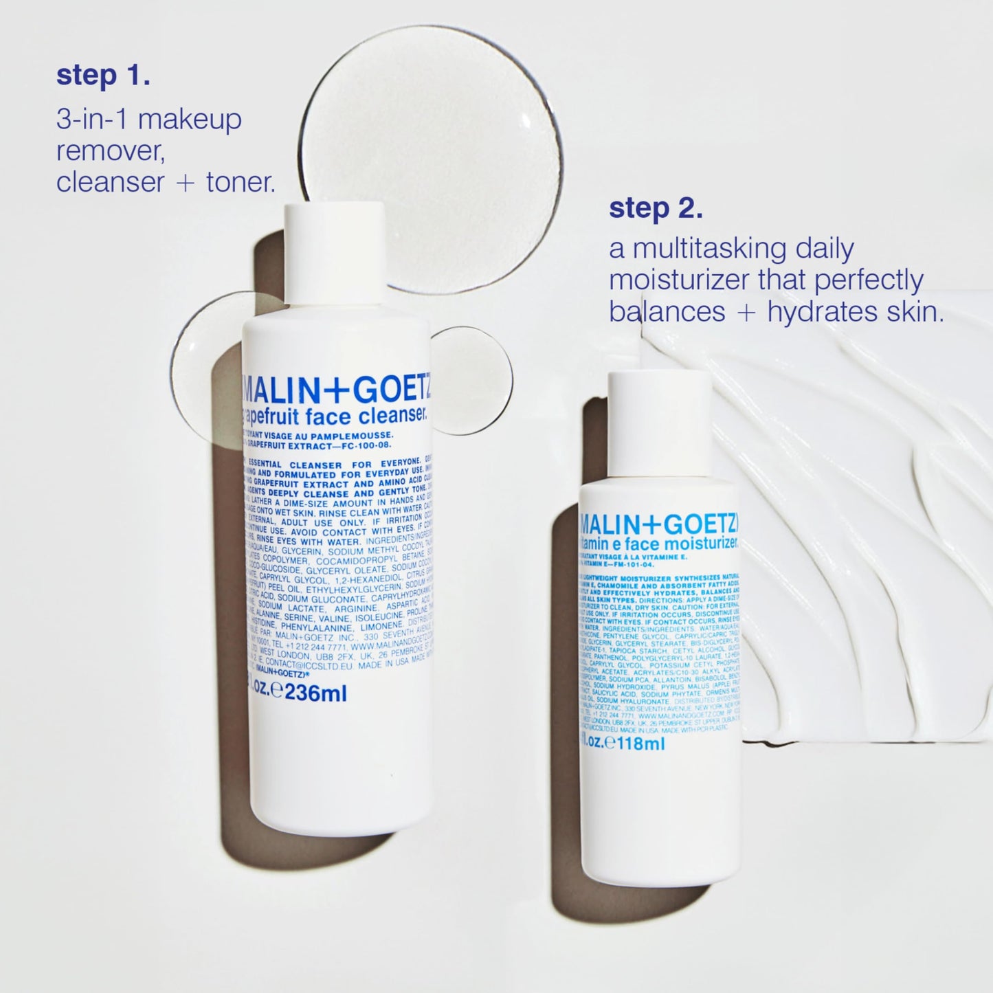 MALIN+GOETZ Vitamin E Face Moisturizer | Lightweight Hydrating Daily Face Cream Balancing All Skin Types | Fragrance-Free, Vegan | 4 Fl Oz & 8.5 Fl Oz