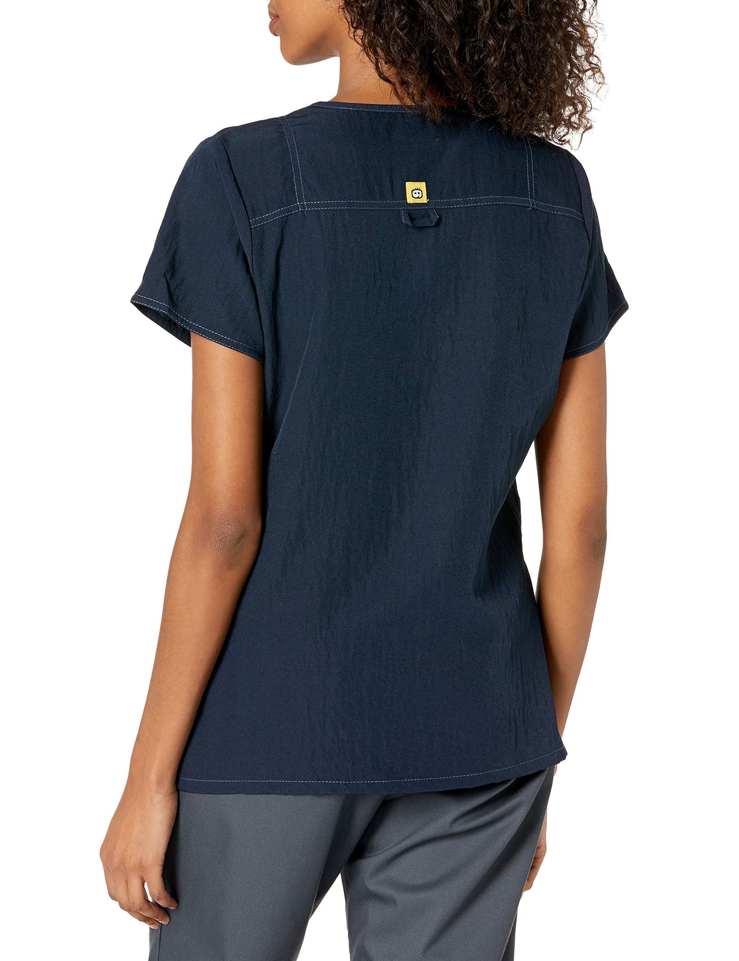 WonderWink Women's Scrubs Four Way Stretch Sporty V-Neck Top, Navy, Small