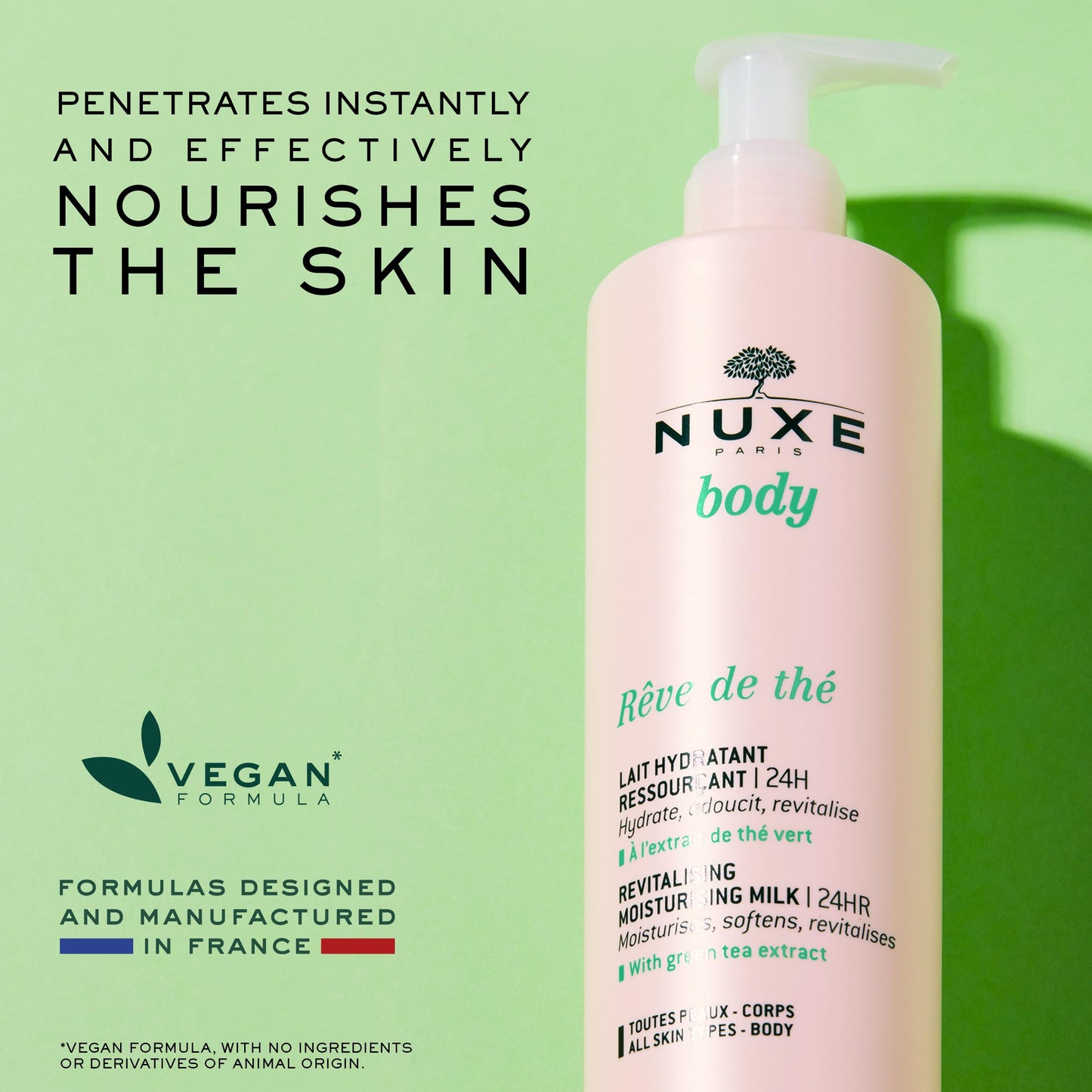 Nuxe Rêve de Thé Revitalising Moisturising Body Lotion 24h Hydration. Moisturizes, Softens & Revitalizes with Green Tea Extract, 13.5 fl oz