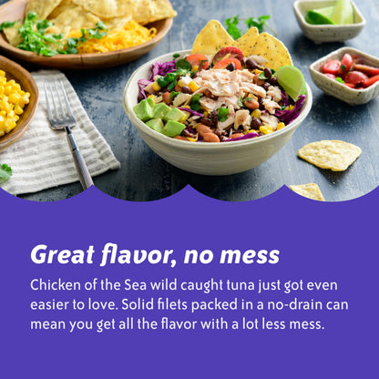 Chicken of the Sea Solid White Pure Albacore MSC Tuna, 4 oz. Cans (Pack of 24), Wild Caught Tuna, No Drain, Low Sodium