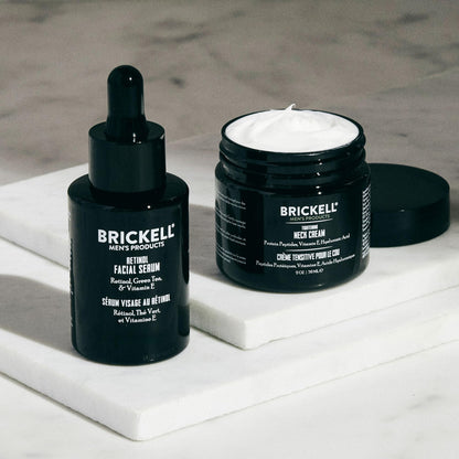 Brickell Men's Tightening Neck Routine For Men, Natural and Organic, Neck Cream For Tightening and Firming & Retinol Skin Care Serum Treatment, Men's Skincare Gift Set