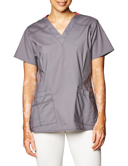 WonderWink Women's Wonderflex Verity Scrub Top, Pewter, Medium