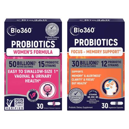 Probiotic Bundle for Vaginal Health & Brain Support – 50B CFU + 30B CFU with 15 Strains – Supports pH Balance, Vaginal Flora, Memory, Focus, Immunity, Digestion, & Mental Clarity – Shelf Stable