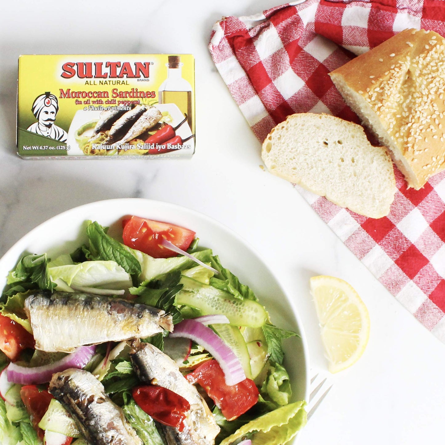 Sultan Moroccan Season Sardines in Oil with Chili Peppers, 100% All-Natural, High Protein, No Additives, No Preservatives, Paleo, Carnivore, Keto Friendly, Zero Carb, 4.37oz