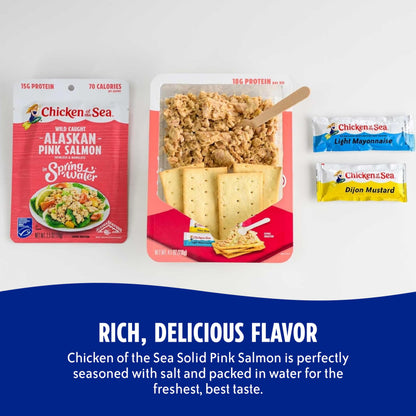 Chicken of the Sea Packet Up! Alaskan Pink Salmon Salad Kit, 4.1 oz. Packets, 12-Count – High Protein Snack – Make Salmon Salad for Easy, Nutritious Ready to Eat Meals