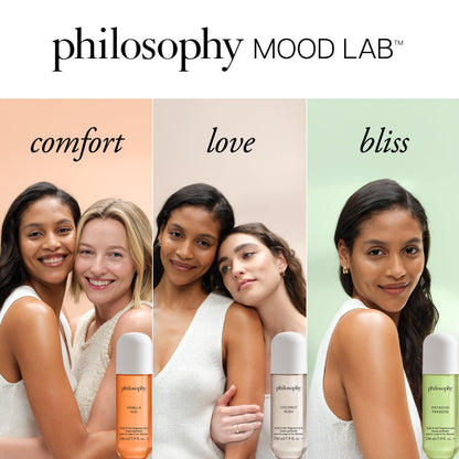 philosophy hair and body mists – long-lasting fragrance mists for women with skin-loving ingredients – hydrates & refreshes for 24 hours – vanilla, pistachio & coconut scent options