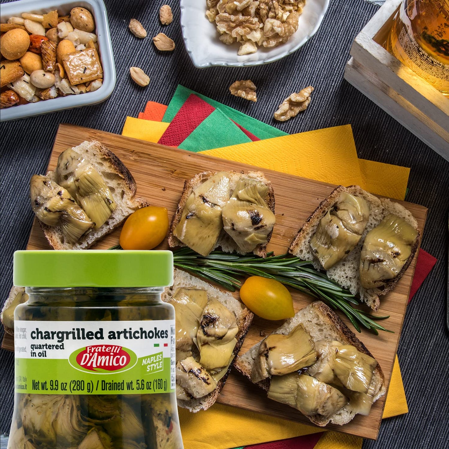 FRATELLI D'AMICO - Chargrilled Artichokes, Quartered in Oil, Grilled, Naples Style, 9.9oz (280g) NON-GMO