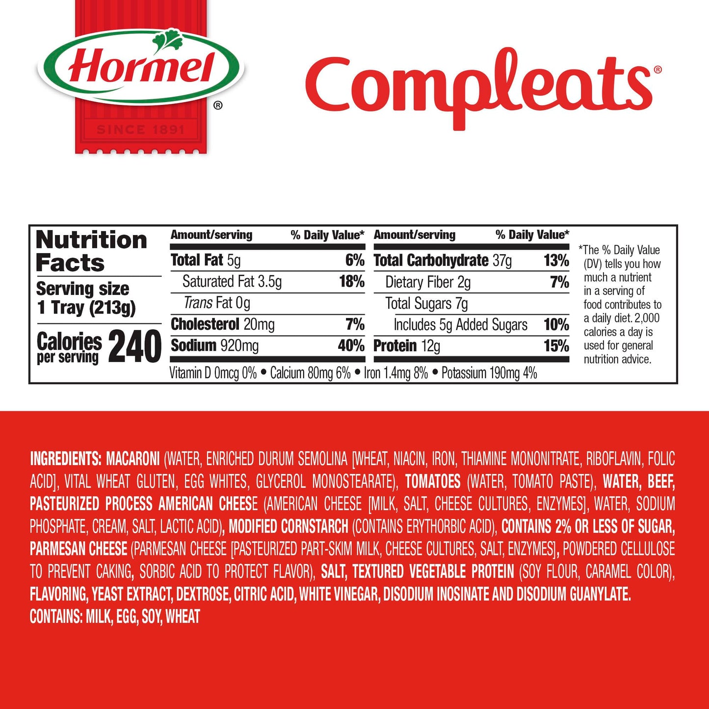 HORMEL COMPLEATS Beefy Mac & Cheese Microwave Tray, 7.5 Ounces (Pack of 7)