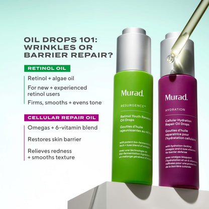 Murad Cellular Hydration Repair Oil Drops – Hydrating Facial Oil for Dry, Dehydrated Skin – Strengthens Skin Barrier, Boosts Radiance & Smoothness – Lightweight, Fast-Absorbing Formula – 1.0 oz