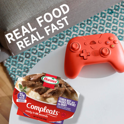 HORMEL COMPLEATS Tender Beef With Mashed Potatoes & Gravy Microwave Tray, 9 oz. (6 Pack)