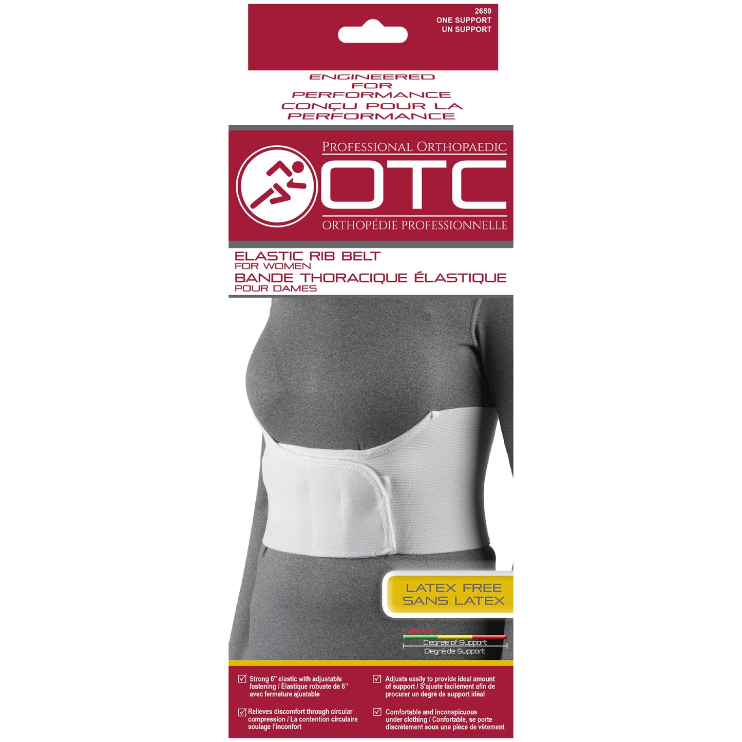 OTC Rib Belt for Women, 6-Inch Elastic Chest Panel, Universally Adjustable
