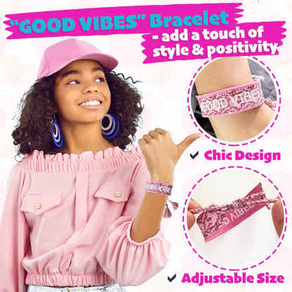 First Period kit for Girls | 22 PC Period Packs for Young Girls First Time | First Period Gift for Teen Girls with Sanitary Pad Storage Bag, Wipes, Bracelet, Eye Mask, Socks and More(Pink)