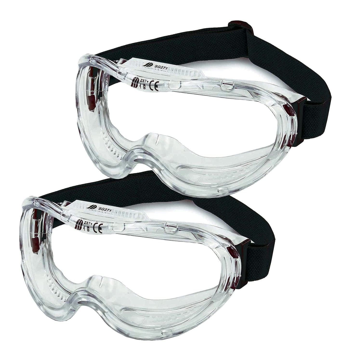 NEIKO Pro 53875B Clear Protective Lab Safety Goggles 2 pack, Chemistry, Scientific, Construction Goggles, Contractor Work, Woodworking, Anti-Fog and Splash, Includes Indirect Vent and for Men & Women