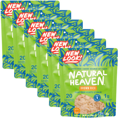 Natural Heaven Brown Rice, Hearts of Palm, 6-Pack – Naturally Rich in Potassium, Low-Calorie Veggie Rice, Keto & Gluten-Free Food, Vegan, 9 Oz Ea