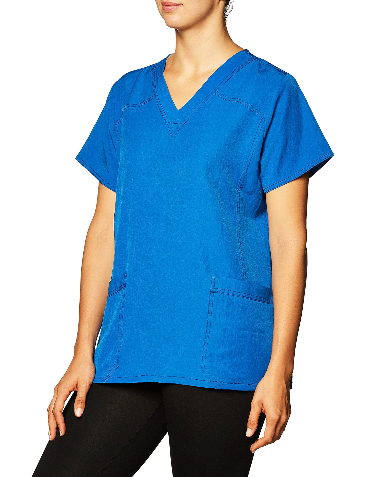WonderWink Women's Scrubs Four Way Stretch Sporty V-Neck Top, Navy, XX-Large