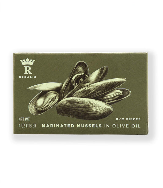 Regalis Foods, Mussels Marinated In Olive Oil, 4 Ounce