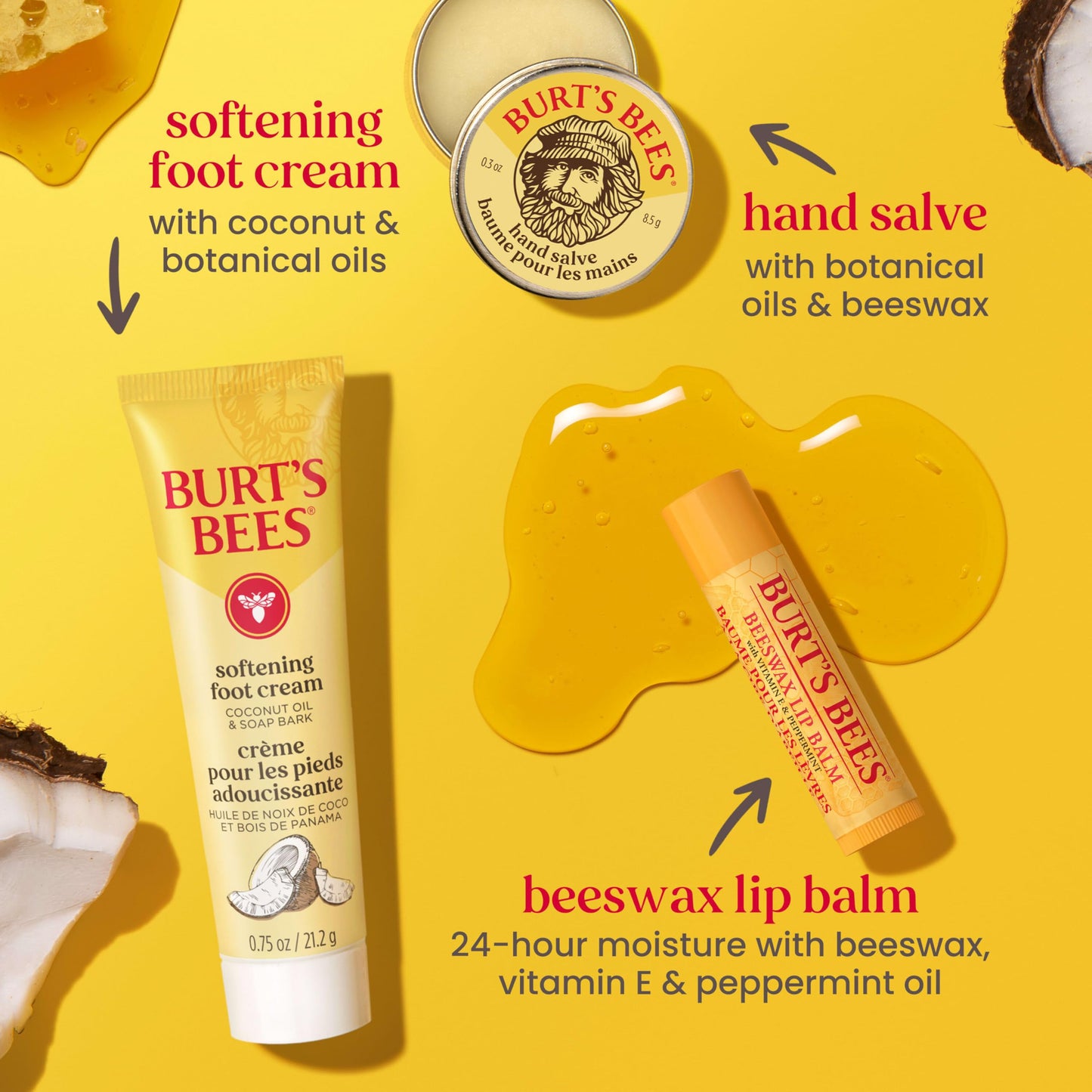 Burt's Bees Gift Ideas - Essentials Everyday Set, 5 Travel Size Products - Deep Cleansing Cream, Hand Salve, Body Lotion, Foot Cream and Original Lip Balm