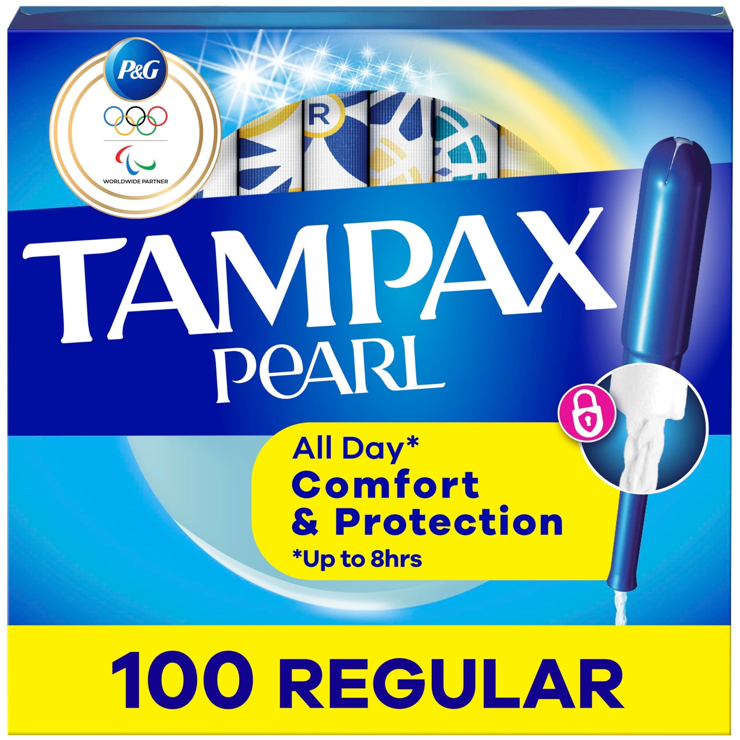 Tampax Pearl Tampons Regular Absorbency, with Leakguard Braid, Unscented, 50 Count x 2 Packs (100 Count Total) (Packaging May Vary)