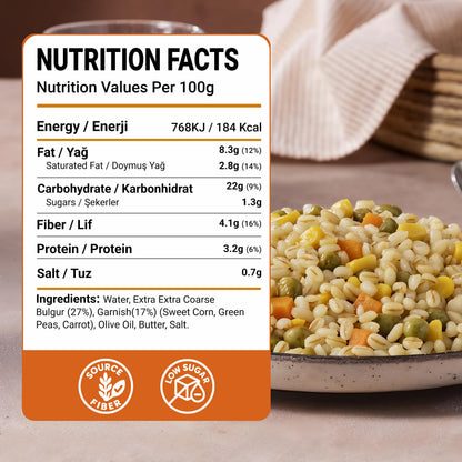 Duru Ready Bulgur Pilaf with Garnish, 250g x 4 Pack – Heat & Eat, 100% Natural, Non-GMO, BPA Free, No Trans Fat, No Preservatives