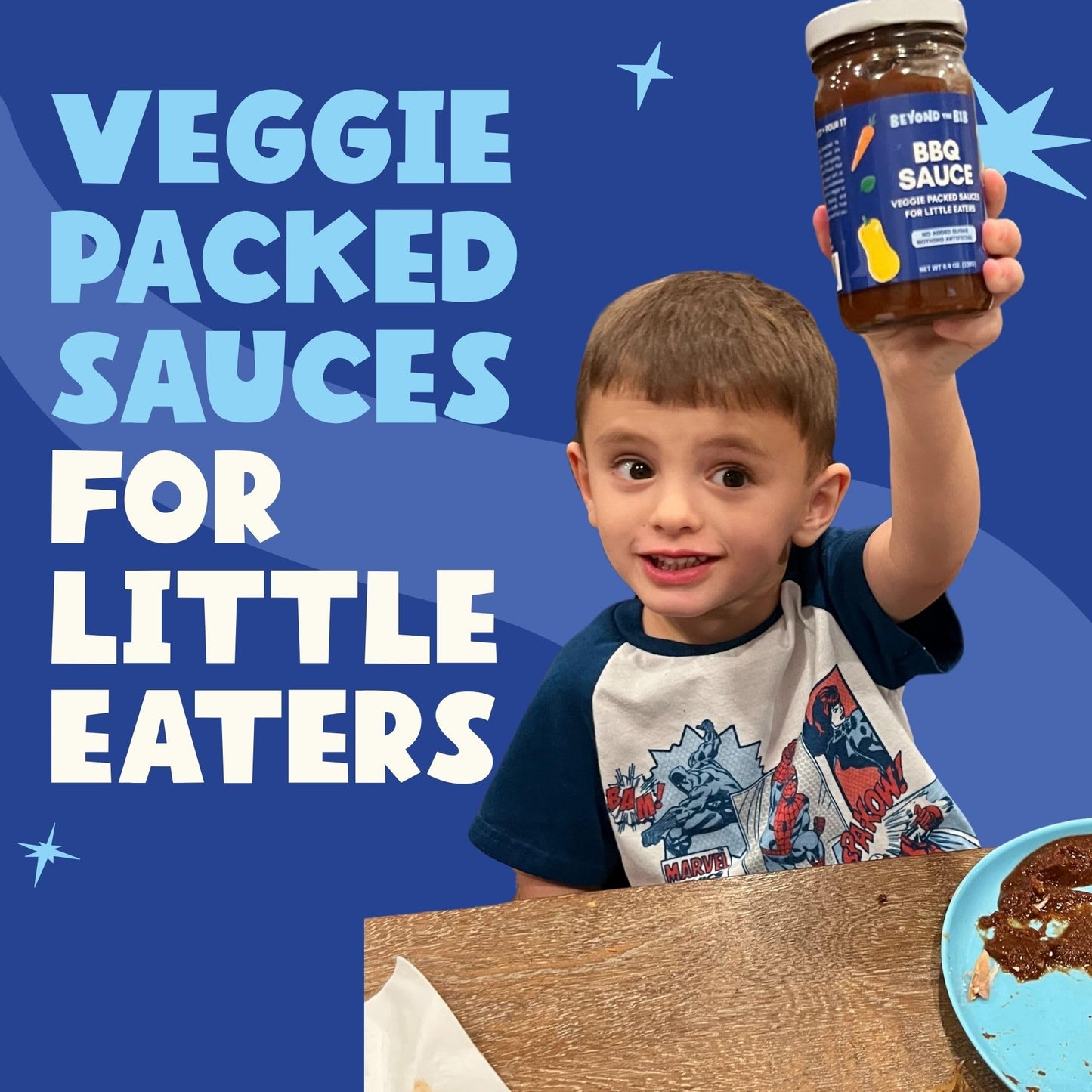 Beyond the Bib All Natural Toddler Sauces for Picky Eaters - Hidden Vegetables, No Added Sugar, Quick & Healthy Mealtime Solution - For 24+ Months (Tomato, BBQ, Sweet Mustard)