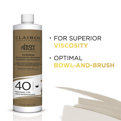 Clairol Professional Crème Permanente 40 Volume Hair Developers, 16 oz. | For Coloring, Lightening & Lifting with Deep Conditioning Formula | Packaging May Vary