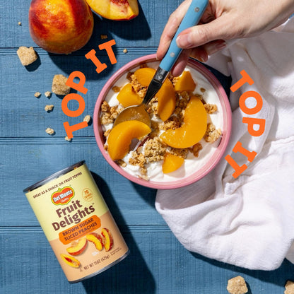 Del Monte Fruit Delights Sliced Peaches in Brown Sugar Extra Light Syrup, 15 oz. Cans, 12 Pack