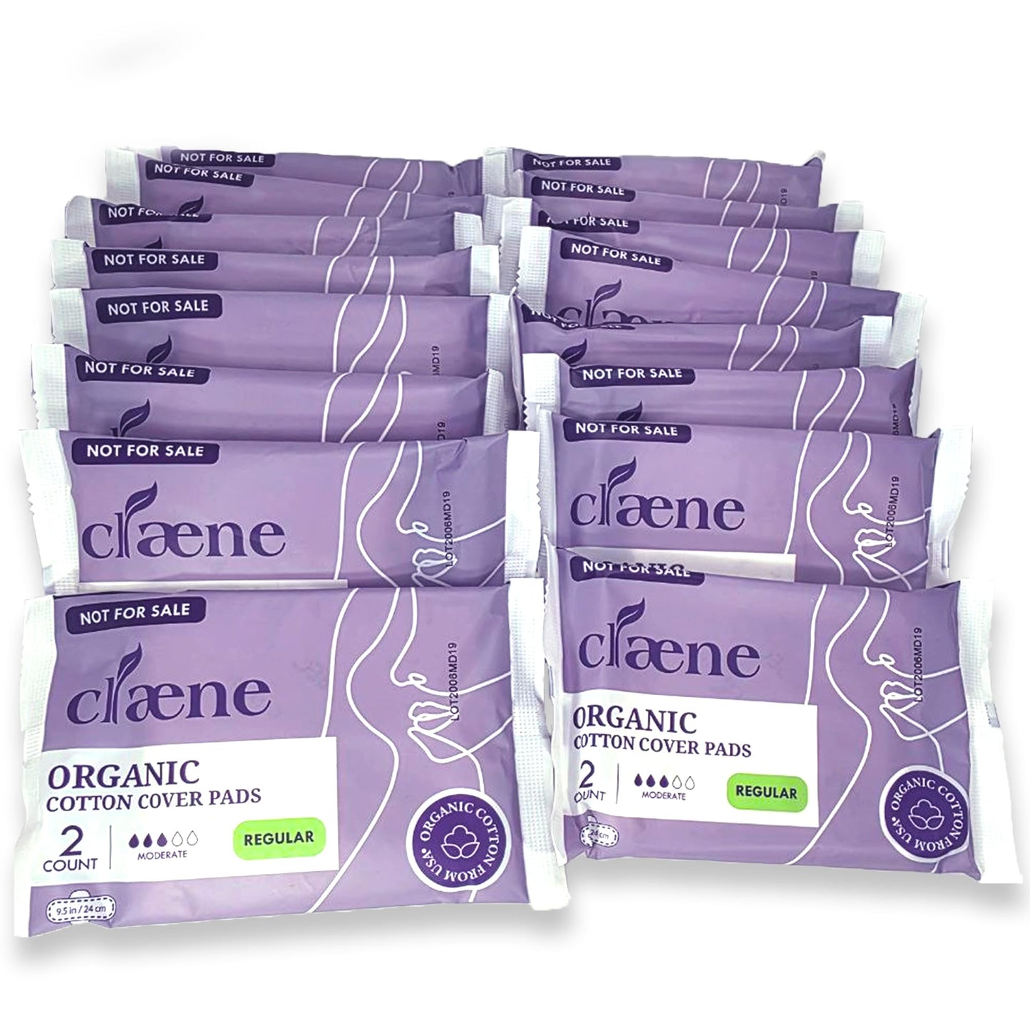Claene Organic Cotton Cover Pads, Cruelty-Free, Menstrual Regular Sanitary for Women, Unscented, Breathable, Vegan, Organic Pads, Natural Sanitary Napkins with Wings- 200 Count Pack of 1