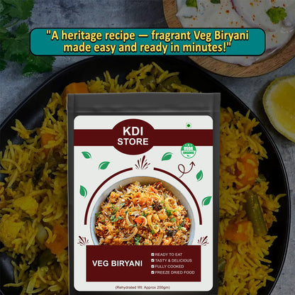 KDI Store Vegetarian Biryani, Ready to Eat, Freeze Dried, USDA Organic, Fully Cooked Indian Rice Dish, 80g