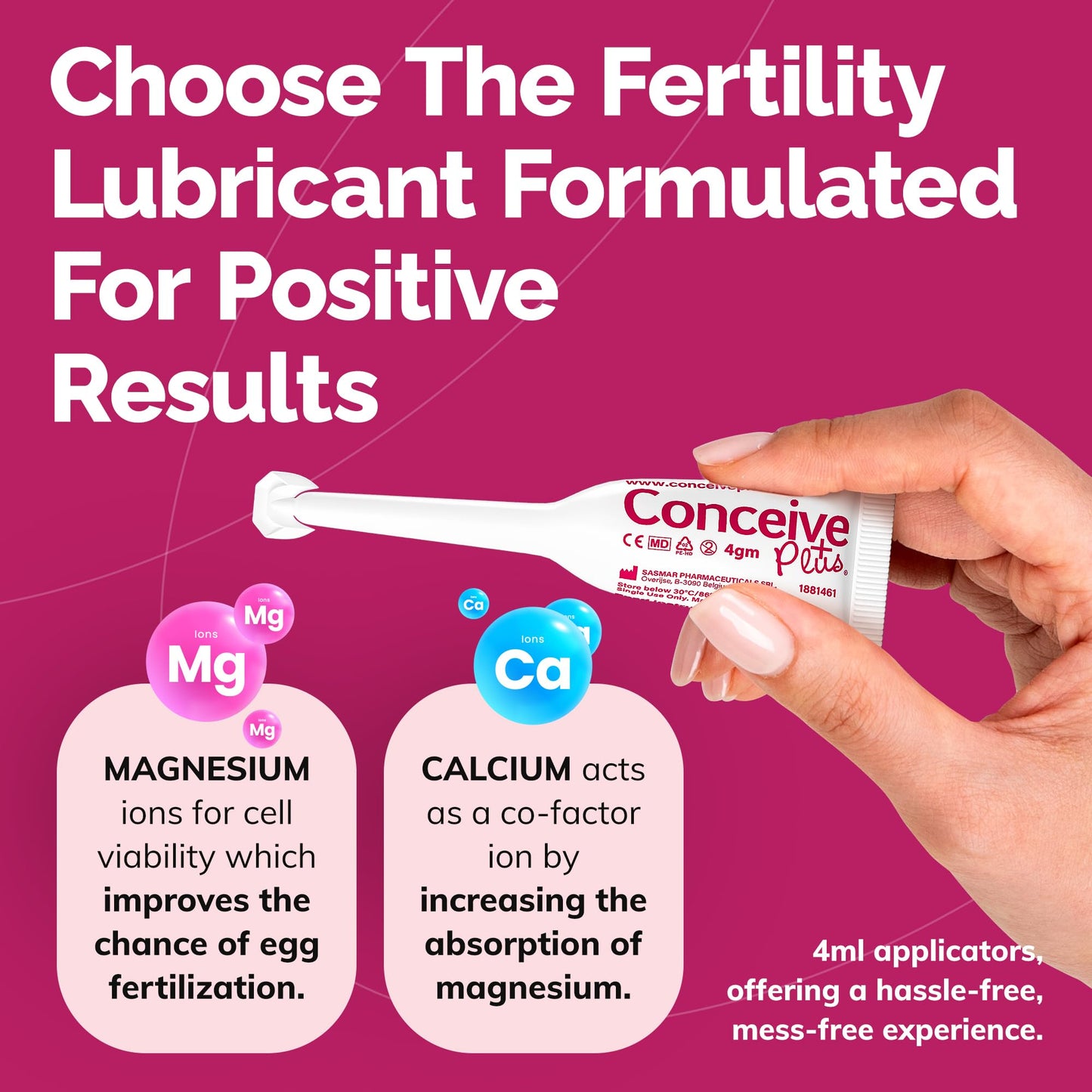 CONCEIVE PLUS Fertility Lubricant Pre Filled Applicators, Fertility & Sperm Friendly Lube for Couples TTC - Water Based Vaginal Moisturizer Safe for Pregnancy | 3 x 4g for Conception Support