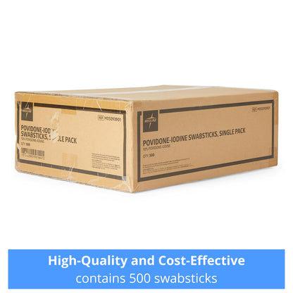 Medline Povidone-Iodine PVP Swabstick, Single Pack, Antiseptic for First Aid, Pack of 500