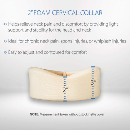 Core Products Foam Cervical Collar Neck Support Brace - Beige, Small- 2" Chin to Sternal Notch
