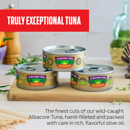 Genova Premium Albacore Tuna in Olive Oil, 5 oz. Cans (Pack of 12), Wild Caught Canned Tuna, Solid White