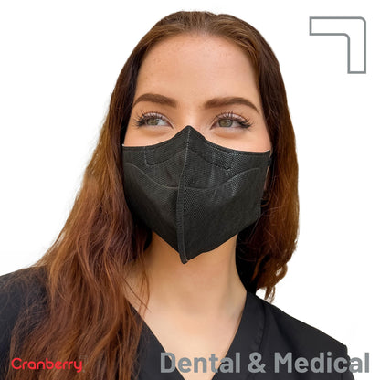 Cranberry Q2863K 360 Earloop Face Mask Level 3, Black, Regular (Pack of 40)