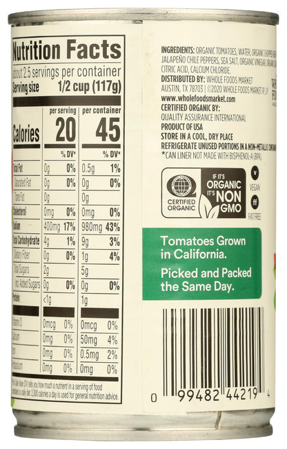 365 by Whole Foods Market, Organic Petite Diced Tomatoes with Jalapeno & Cilantro, 10 oz