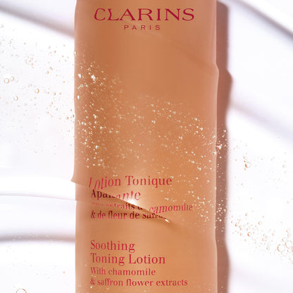 Clarins Soothing Toning Lotion | Soft, Soothed and Comforted Skin After 14 Days* | Cleanses, Tones, Hydrates, Soothes and Balances Skin's Microbiota | Alcohol-Free | Camomile Extract