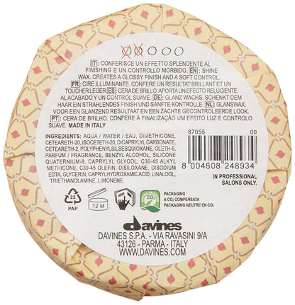Davines This Is A Shine Wax, Light Hold High Shine & Polish - Creamy Wax for Glossy Finish - Workable Texture for Sleek Styles, 2.54 Fl Oz