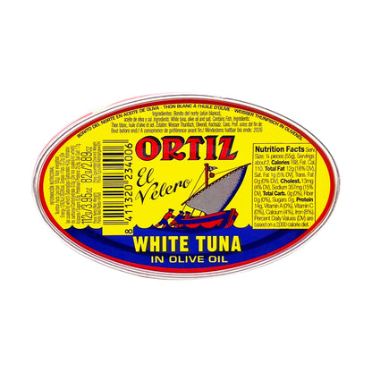 Ortiz White Tuna in Olive Oil, Fresh Tender Slices, Spanish Wild Caught Tuna, High in Protein and Omega 3 Fats, Excellent in Salad, Pasta or Sandwiches - No Need to Add Mayo, 3.95oz Can