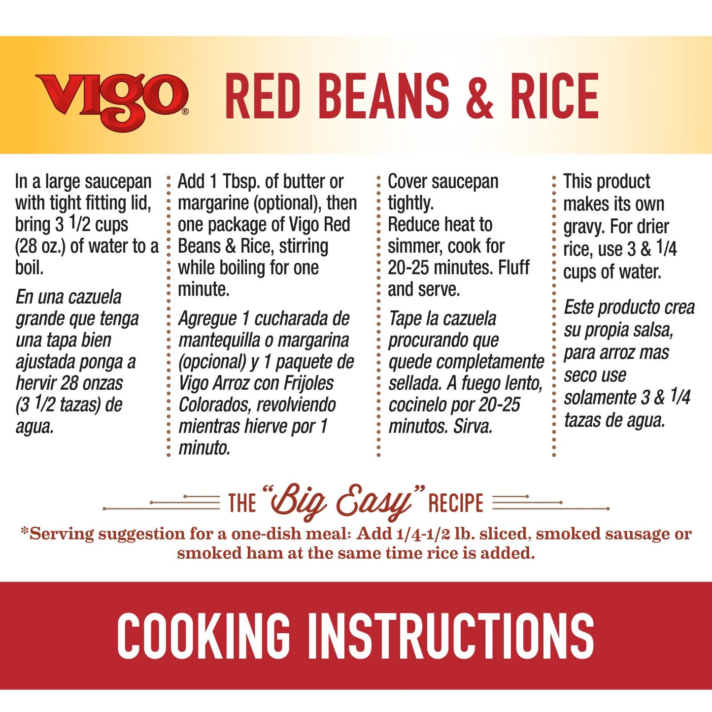 Vigo Authentic Red Beans & Rice, Low Fat, 8oz (Red Beans & Rice, Pack of 12)
