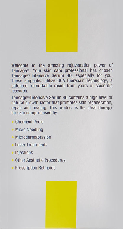 Biopelle Tensage Growth Factor Intensive Serum 40 Post-Procedure or Intensive Boost Ampoules with SCA 40 Biorepair Index, 10 Count