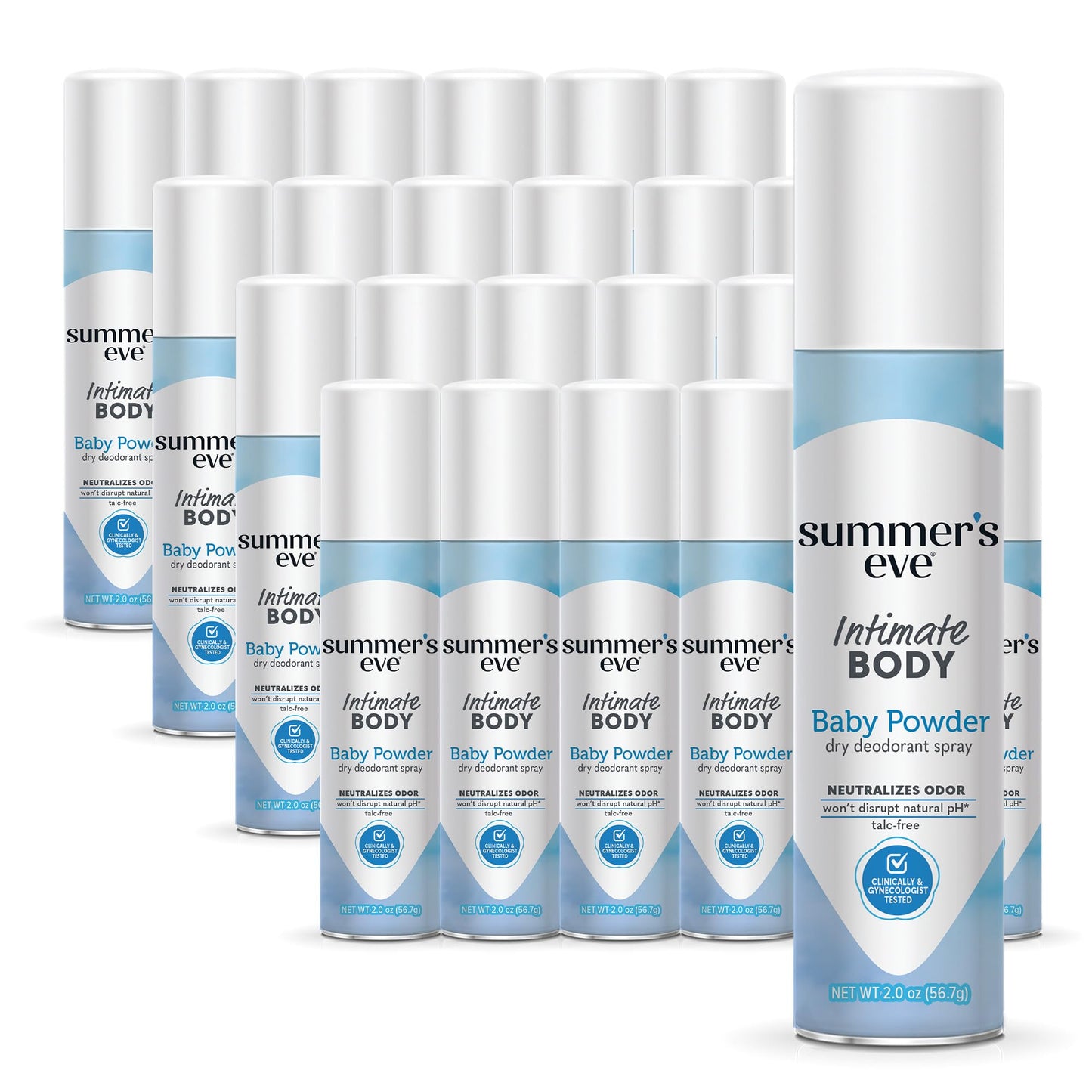 Summer's Eve Baby Powder Gentle Daily Feminine Spray with Talc-Free, Odor-Neutralizing and Moisture-Absorbing Formula, 2 Oz, Pack of 24
