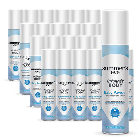 Summer's Eve Baby Powder Gentle Daily Feminine Spray with Talc-Free, Odor-Neutralizing and Moisture-Absorbing Formula, 2 Oz, Pack of 24