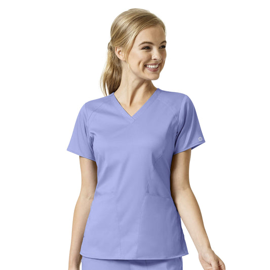 WonderWink Womens Women's Four Pocket V-Neck Top Medical Scrubs Shirt, Ceil Blue, 3X US