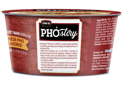 Chin-Su Pho Story Vietnamese Beef Flavored Instant Noodle Bowl, 2.3 oz, Ready to Cook