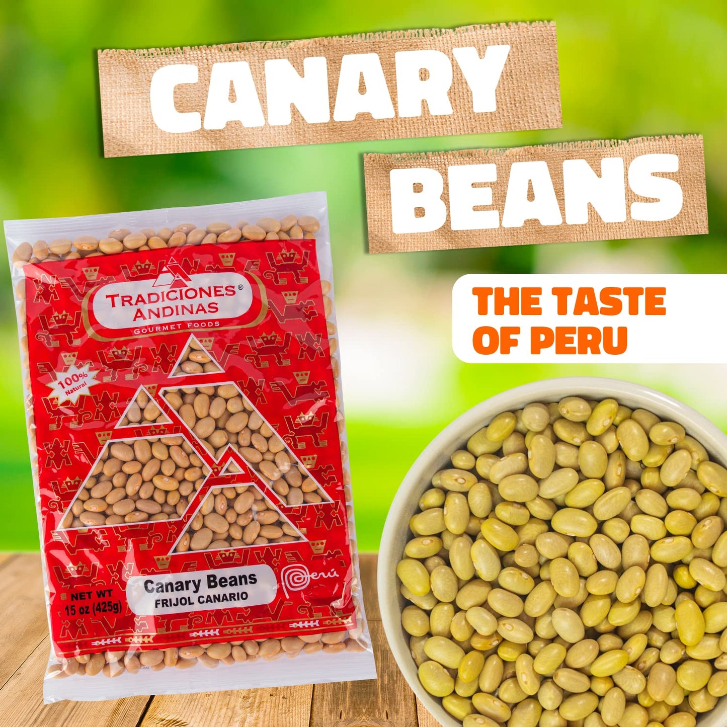 Tradiciones Andinas Canary Beans 15 oz - Frijol Canario, Peruvian Product, Productos de Peru, Dried