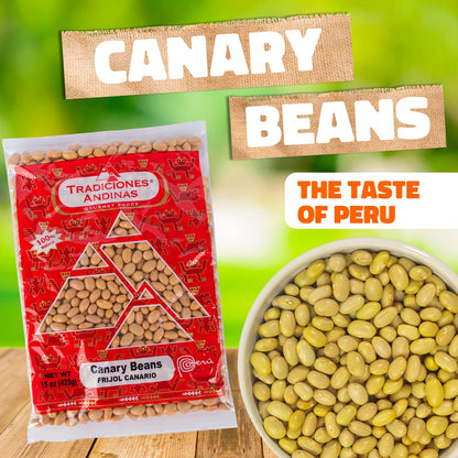 Tradiciones Andinas Canary Beans 15 oz - Frijol Canario, Peruvian Product, Productos de Peru, Dried
