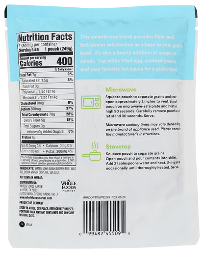 365 by Whole Foods Market, Long Grain Brown & Wild Rice, 8.8 Ounce, (Ready to Heat)
