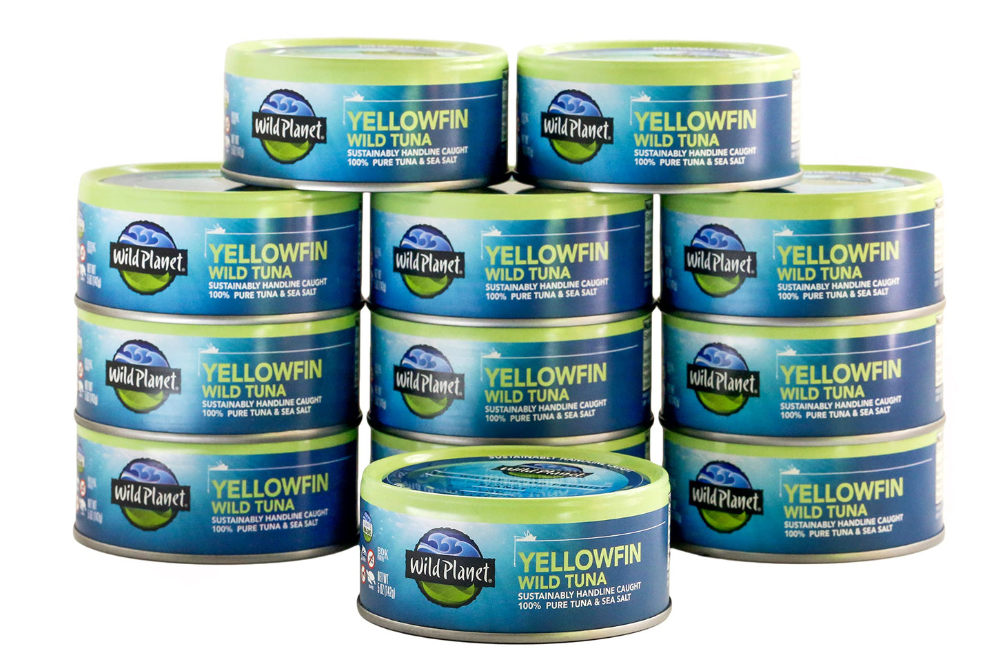 Wild Planet Wild Yellowfin Tuna, Tinned Fish, Canned Tuna, Sustainably Wild-Caught, Non-GMO, Kosher, Gluten Free, Keto and Paleo, 5 Ounce (Pack of 12)