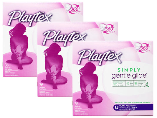 Playtex Gentle Glide Tampons Unscented Ultra Absorbency 36 Count (Pack of 3)