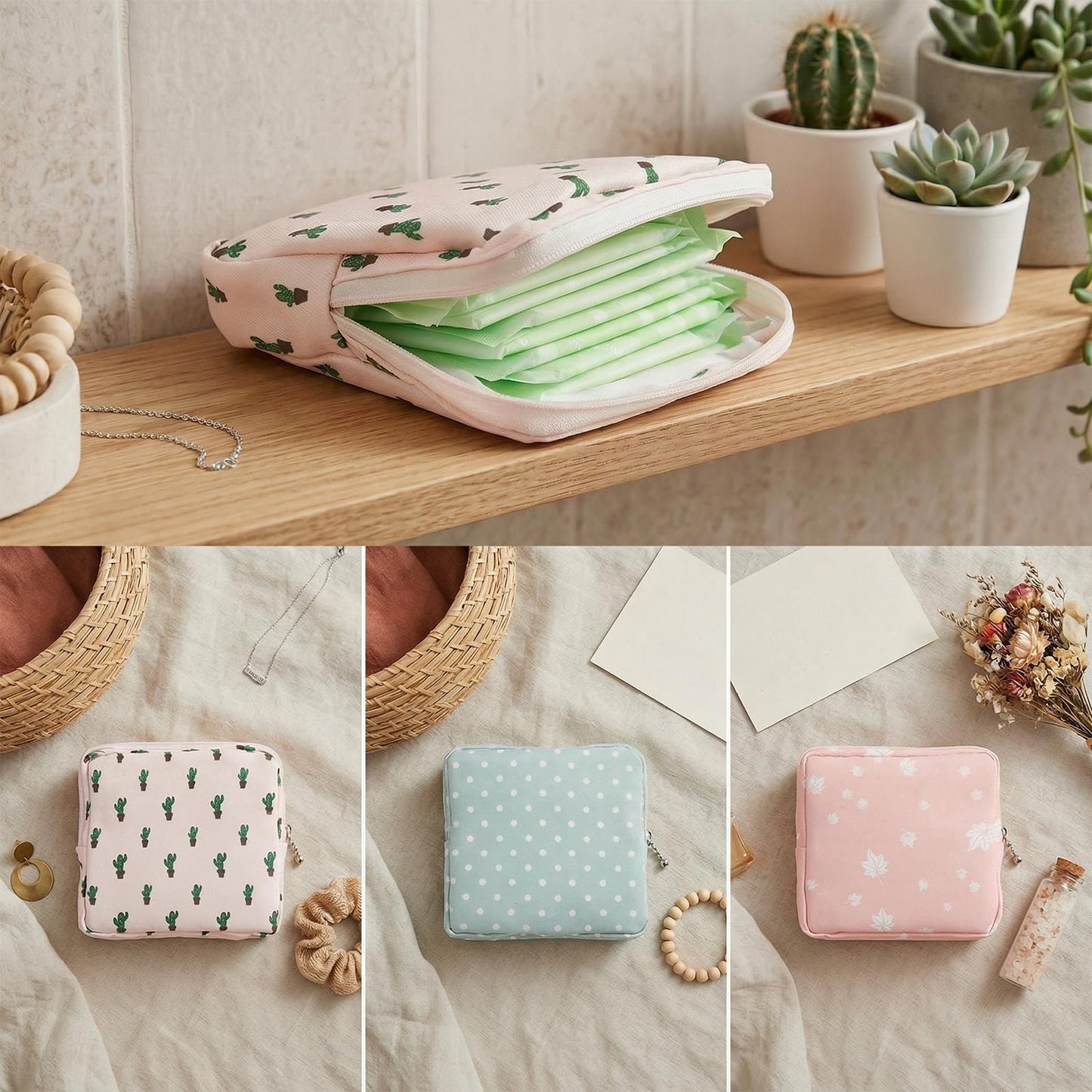 3Pcs Sanitary Napkin Storage Bag, Small Menstrual Period Bag Period Pouch Waterproof, Tampon Organizer Pouch Tampon Pad Holder for Purse, Pad Bags Feminine Care First Periods